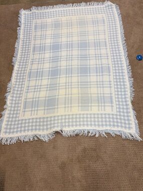 Beacon Light Blue and White Plaid Throw Blanket